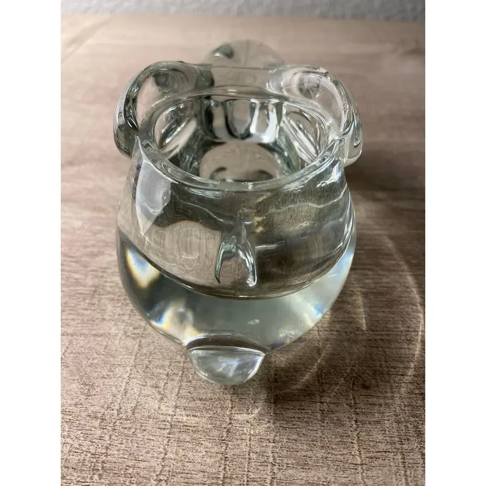 Indiana Glass Co Clear Glass Bunny Rabbit Hare Votive Candle Holder Figurine